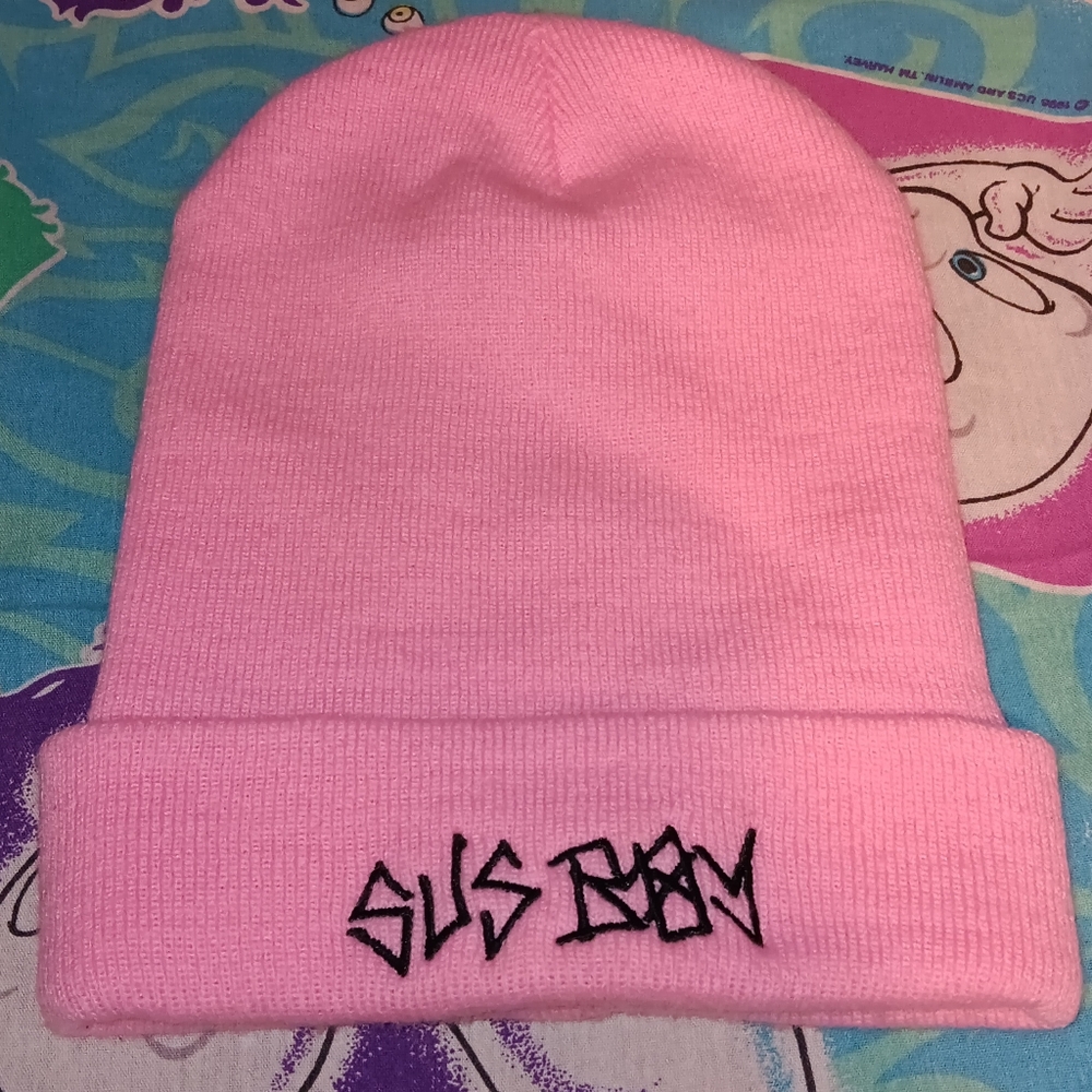 New Sus Boy Anarchy Pink Winter Knit Beanie Hat Cap Lil Peep